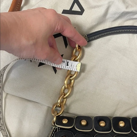 Leather Maxx New York Black and Gold chain Studded Shoulder Bag - Picture 5 of 17